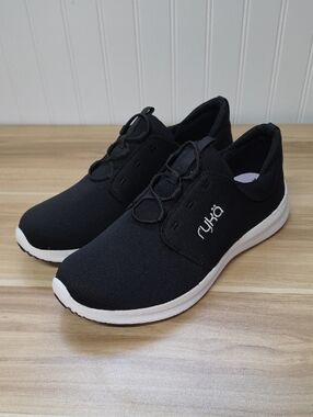 Ryka Women's Black Renew Slip-On Athletic Recovery Sneakers White Sole 10W